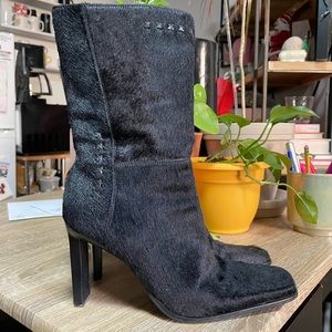 Black calf hair boots